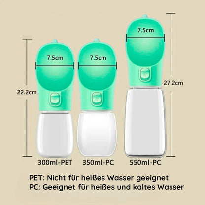 WauWelt - Hunde Trinkflasche mit Rücklauf-Funktion